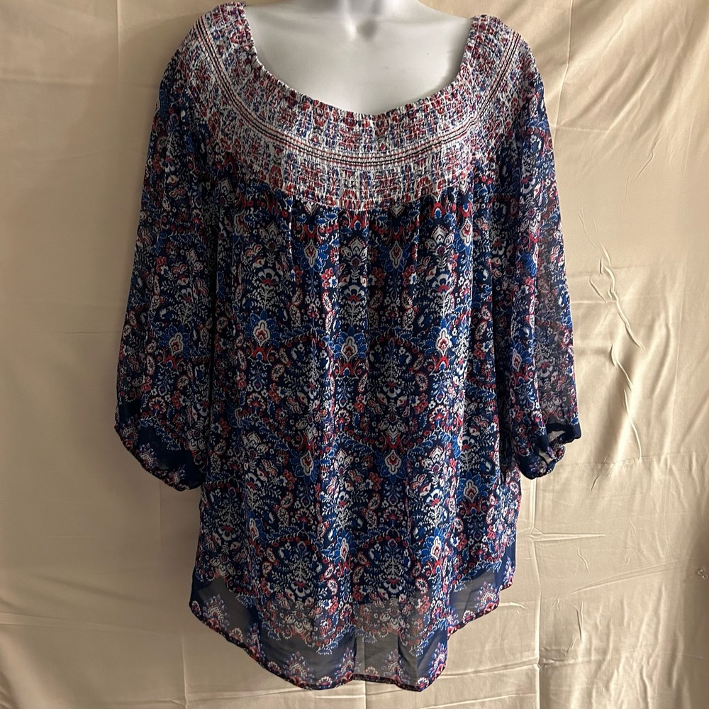 New 1X Alyx Multi Womens Boho Peasant Blouse #1759*8